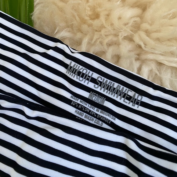 Mikoh Tie Side Black White Stripe Stringy Bottoms - Picture 4 of 4